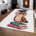 Cute owl with glasses and graduation hat holding books area rugs carpet