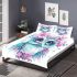 Cute owl with pink and blue colors and flowers around the eyes bedding set
