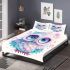 Cute owl with pink and blue colors and flowers around the eyes bedding set