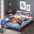 Cute owls in love colorful butterflies and flowers bedding set