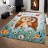 Cute owls in love colorful butterflies and flowers area rugs carpet