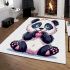 Cute panda bear making a heart with area rugs carpet