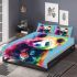 Cute panda in the style of rainbow paint splash bedding set