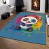 Cute panda in the style of rainbow paint splash area rugs carpet