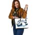 Cute panda lying on its back simple lines leather tote bag