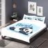 Cute panda lying on its back simple lines bedding set