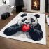 Cute panda making a heart with hands area rugs carpet