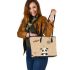 Cute panda stars and planets in the sky leather tote bag