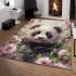 Cute panda surrounded among blooming cherry blossoms area rugs carpet