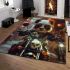 Cute panda wearing sunglasses and leather rides area rugs carpet