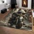 Cute panda wearing sunglasses and leather rides area rugs carpet