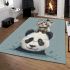 Cute panda with cat on its head area rugs carpet