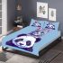 Cute panda with kitten on its head bedding set