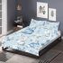 Cute pastel blue bunnies and floral pattern bedding set