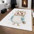 Cute pastel watercolor illustration of an owl area rugs carpet