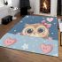 Cute pink cartoon border background with stars area rugs carpet