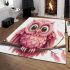 Cute pink owl cartoon character area rugs carpet