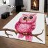 Cute pink owl cartoon character area rugs carpet