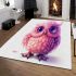 Cute pink owl cartoon character clip art area rugs carpet