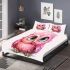 Cute pink owl cartoon character clip art bedding set