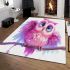 Cute pink owl cartoon character clip art area rugs carpet