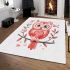 Cute pink owl holding a heart on a branch area rugs carpet