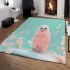 Cute pink owl sitting on top of the car area rugs carpet