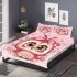 Cute pink owl with a bow on its head bedding set