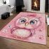 Cute pink owl with a bow on its head area rugs carpet