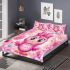 Cute pink owl with a bow on its head bedding set