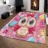 Cute pink owl with a bow on its head area rugs carpet