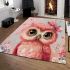 Cute pink owl with a bow on its head area rugs carpet