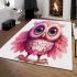Cute pink owl with big eyes area rugs carpet