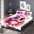 Cute pink owl with big eyes bedding set