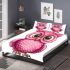 Cute pink owl with big eyes clipart bedding set