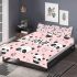 Cute pink pattern with hearts pandas and the word love bedding set