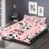 Cute pink pattern with hearts pandas and the word love bedding set