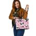 Cute pink wallpaper with hearts leather tote bag