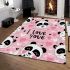 Cute pink wallpaper with hearts panda i love you area rugs carpet