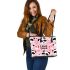 Cute pink wallpaper with hearts panda i love you leather tote bag