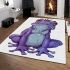 Cute purple frog wearing crown with blue skin color area rugs carpet