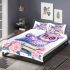 Cute purple owl sitting on top of books with pink roses bedding set