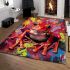 Cute red frog graffiti style area rugs carpet