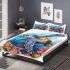 Cute sea turtle swimming in the ocean bedding set