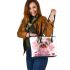 Cute valentine yorkie dog with pink leather tote bag