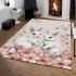 Cute white bunnies with pink flowers area rugs carpet