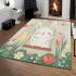 Cute white rabbit sitting on the swing area rugs carpet