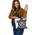 Cute yorkshire terrier in hoodie leather tote bag