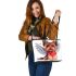 Cute yorkshire terrier with angel wings and heart leather tote bag