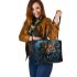 Darkness tiger and dream catcher leather tote bag